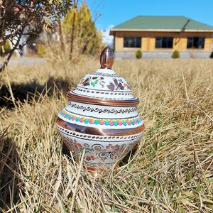 Handmade Sugar Bowl -Copper White Sugar Bowl,Decorative Product,Painted Sugar Bowl,Old Sugar Bowl,White Processing,Turkish Sugar Bowl