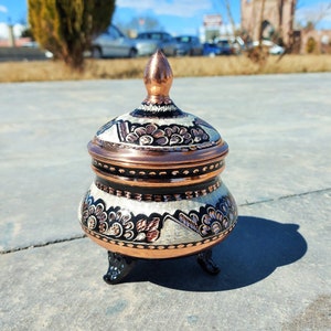 Handmade Sugar Bowl -Copper Sugar Bowl,Decorative Product,Painted Sugar Bowl,Old Sugar Bowl,Black Processing,Turkish Sugar Bowl