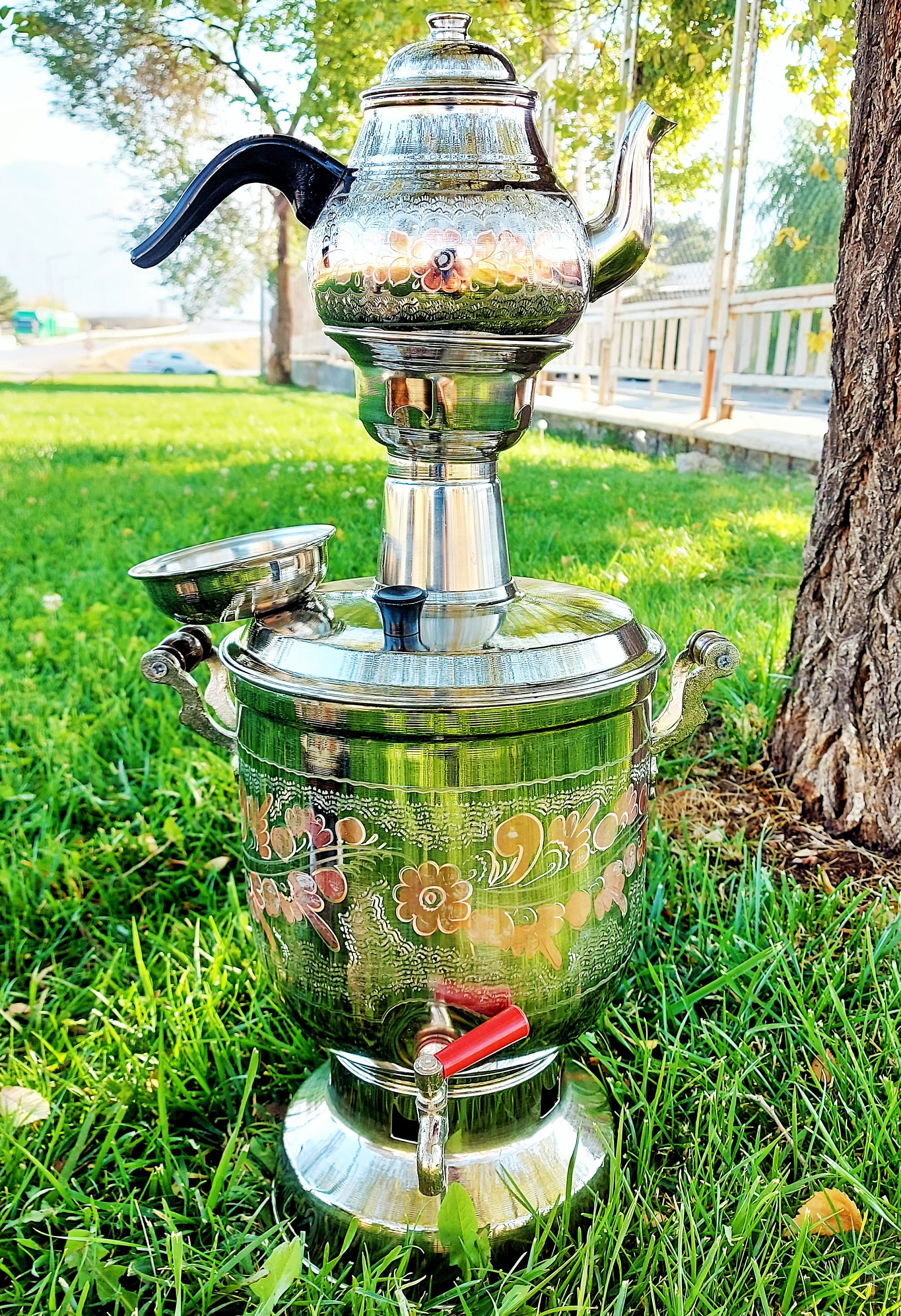 5 Liter Coal and Woody Copper Samovar-turkish Samovar,handmade Samovar ...