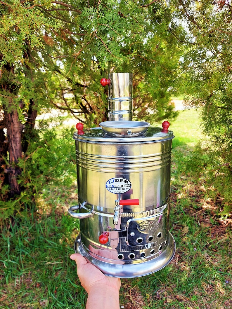 Charcoal Burning 8 LT Chrome Samovar Turkish Etsy