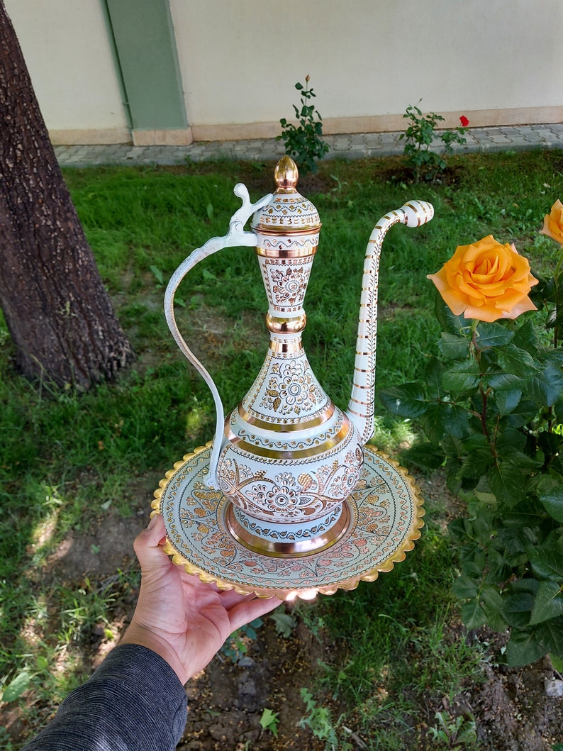 Copper Jug Handmade Drinkerottoman Jugwhite Etsy