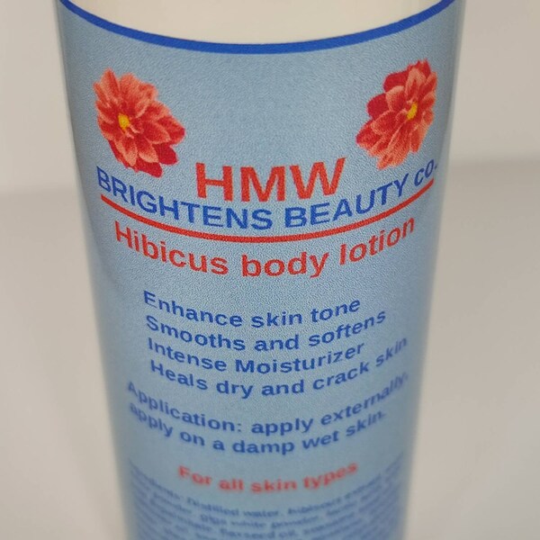 Hibiscus verhelderende bodylotion, verzacht en verzacht bodylotion, bodylotion voor alle huidtypes, biologische handgemaakte vochtinbrengende bodylotion