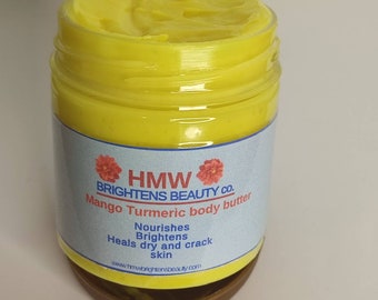 Beurre corporel éclaircissant à la mangue curcuma, beurre corporel crémeux fouetté, crème nourrissante pour le corps, beurre corporel naturel fait à la main, hydratant