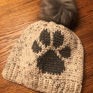 Paw Print Crochet Hat - PATTERN ONLY