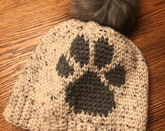 Paw Print Crochet Hat - PATTERN ONLY