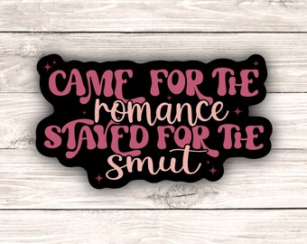 Came For The Romance Stayed For The Smut Vinyl Sticker, Book Lover Sticker, Book Club Gift, Romance Readers, Spicy Bookish Sticker