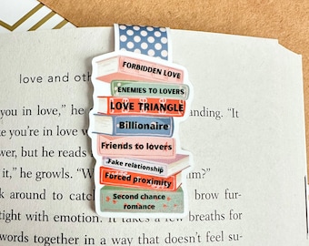 Romance Book Tropes Magnetic Bookmark - Bookish Magnetic Bookmark - Book Lover Gift - Cute Magnetic Bookmark - Reader - Book Club