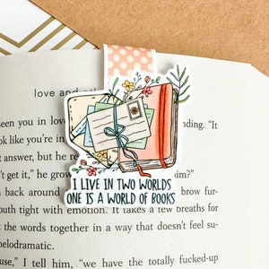 I Live in Two Worlds One is a World of Books Magnetic Bookmark - Bookish - Book Lover Gift - Cute Magnetic Bookmark - Book Club - Reader