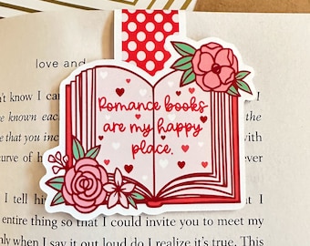 Romance Books Are My Happy Place Magnetic Bookmark - Bookish Magnetic Bookmark Gift - Book Lover Gift - Cute Magnetic Bookmark - Bookworm