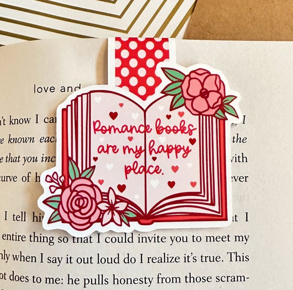 Romance Books Are My Happy Place Magnetic Bookmark - Bookish Magnetic Bookmark Gift - Book Lover Gift - Cute Magnetic Bookmark - Bookworm