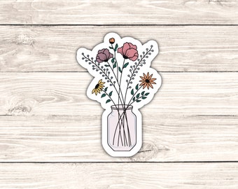 Wildflower Mason Jar Sticker, Teacher Stickers, Teacher Gift, Motivational Stickers, Floral Sticker, Flower Sticker, Mason Jar Sticker