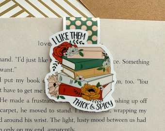 I Like Them Thick and Spicy Bookstack Magnetic Bookmark, Book Lover Magnetic Bookmark, Book Club Gift, Romance Readers, Spicy Bookmark