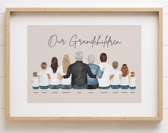CUSTOM GRANDKIDS PORTRAIT, Grandma Gift, Personalized Print from Grandchildren, Nana Gift, Digital Download,Mothers Day,Wall Art,Family Tree