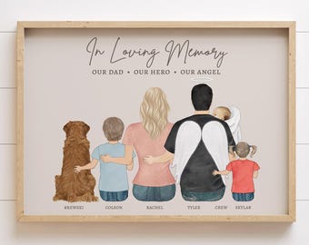 DAD MEMORIAL PRINT, Loss Of Father Gift for Family, Loved One Remembrance Art, Celebration Of Life, Bereavement Gift, Child Grief Portrait