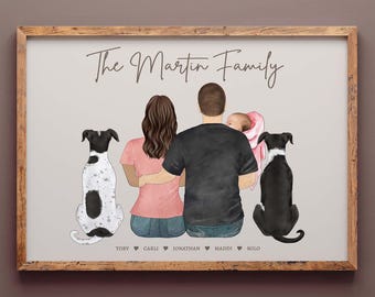 NEW MOM GIFT, Personalized Family Print, New Baby Family Portrait, Unique First Time Mom Gift, Pregnancy Gift,Push Present,Personalized Gift