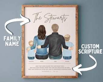 Personalized Family Scripture Portrait, Christian Wall Art Digital Download