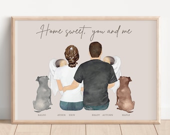 TWINS PERSONALIZED PRINT, Mother's Day Gift, Twin Mom Gift, Unique Twin Family Portrait, Gift for New Twin Mom, Twin Babies Parent Gift Idea