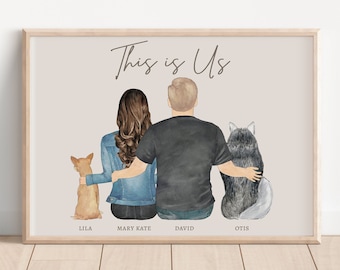 CUSTOM PORTRAIT for COUPLE, Personalized Husband Gift, Fiance Gift, Boyfriend Gift from Girlfriend, Digital Portrait, Husband Christmas Gift