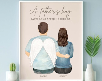 DAD MEMORIAL PRINT, Loss Of Father Gift for Daughter, Loved One Remembrance Art, Celebration Of Life, Bereavement Gift, Child Grief Portrait