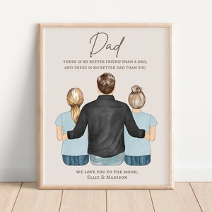 CUSTOM PORTRAIT for DAD, Christmas Gift From Kids, Dad Birthday Gift from Daughter, Father&#39;s Day Gift from Kids, Digital Portrait, Dad Gift