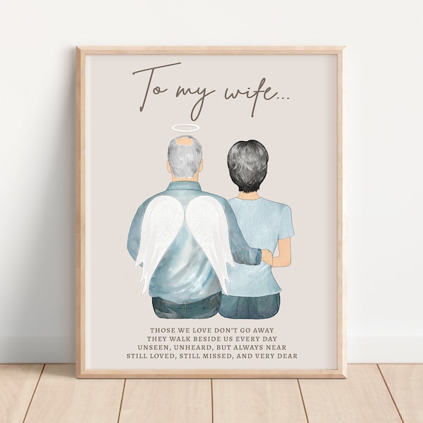 HUSBAND MEMORIAL PRINT, Loss of Spouse Gift, Personalized Wife Sympathy Gift, From Husband in Heaven, Spouse Remembrance, Widow Gift Idea