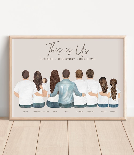 Mothers Day Family Gift Personalized Family Print New Home Gift Family and  Pets Family Mom Gift Portrait Personalized Gifts for Mom Dad Gift 