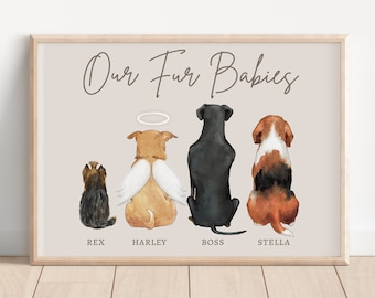 Gepersonaliseerd cadeau voor dierenliefhebbers en familie, hondenliefhebber cadeau, familieportret, hondeneigenaar, huisdierportret, kerstcadeau voor moeder, familiehuisdiercadeaus