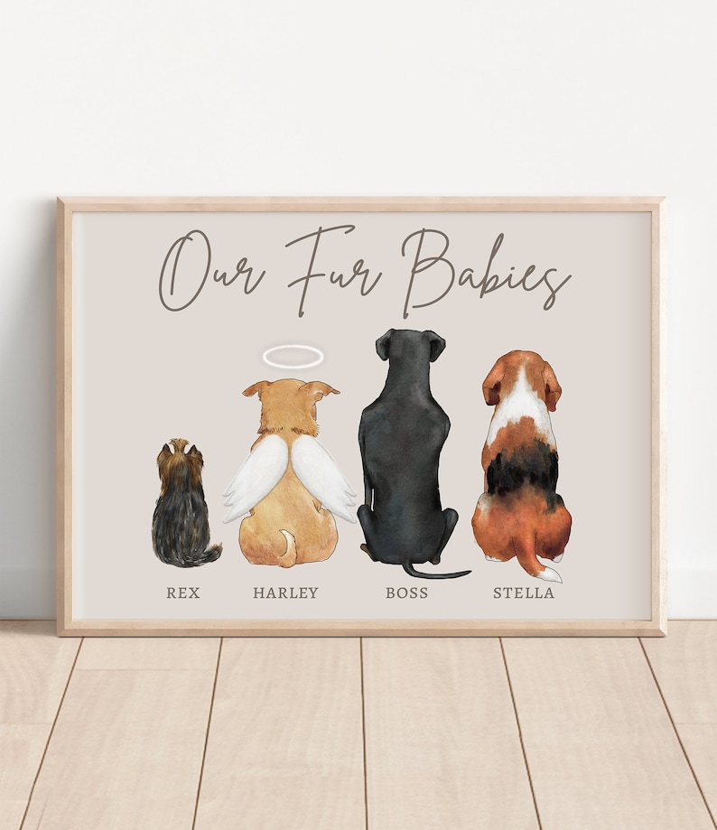 Personalized Gift for Pet lovers & family, Dog lover gift, Family portrait,Dog Owner, Pet Portrait, Christmas Gift for mom, Family pet gifts image 1