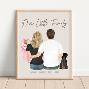 NEUE MAMA GESCHENK, personalisierte Familiendruck, neues Baby Familien Porträt, einzigartige erste Mutter Geschenk, Idee zum 1. Muttertag, digitale Kunst Andenken
