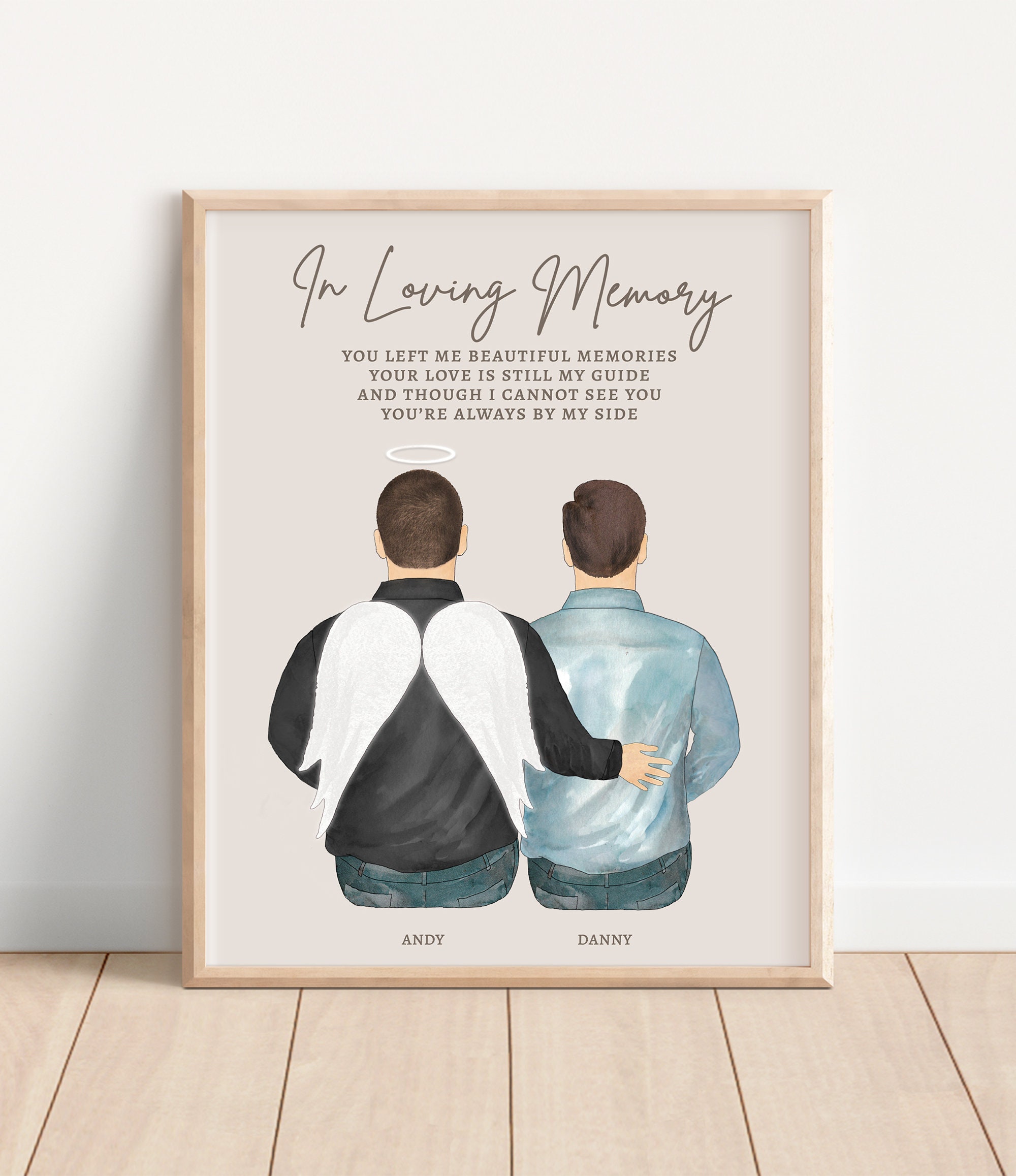 COUSIN LOSS GIFT, Personalized Memorial, Grief Gift, Cousin Sympathy Gift, In Loving Memory, Cousin in Heaven Portrait, Cousin Passed Away