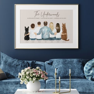 BLENDED FAMILY GIFT, Bonus Family Portrait, Family Christmas Gift, Personalized Gift for Stepmom, Stepparent Gift, Family Birthday Gift Idea 画像 2