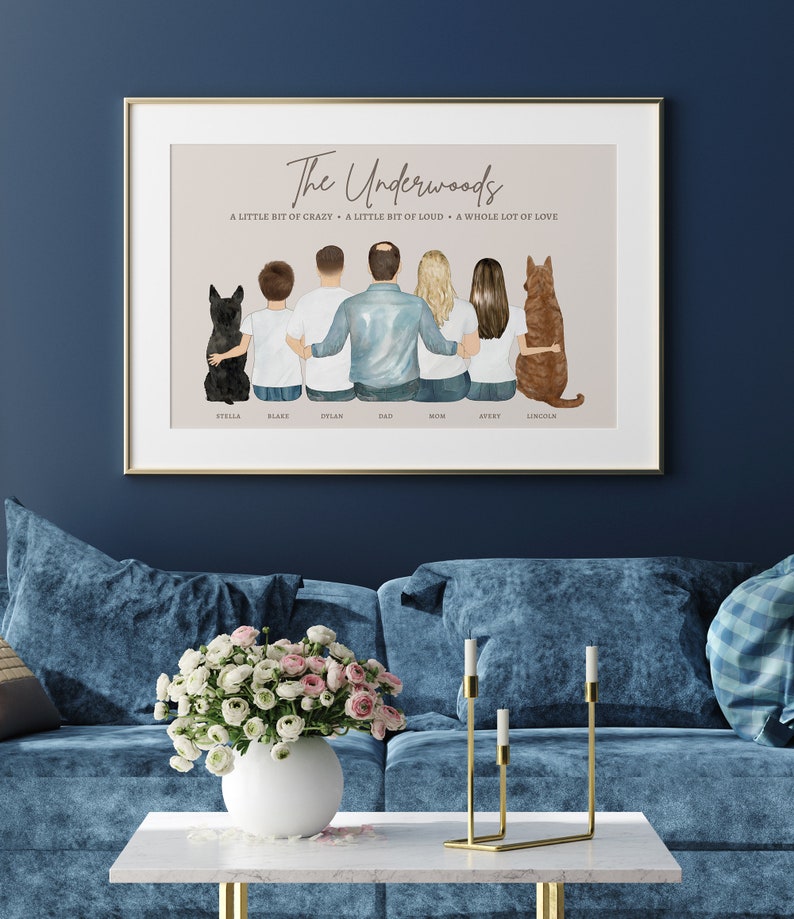 BLENDED FAMILY GIFT, Bonus Family Portrait, Family Christmas Gift, Personalized Gift for Stepmom, Stepparent Gift, Family Birthday Gift Idea image 2