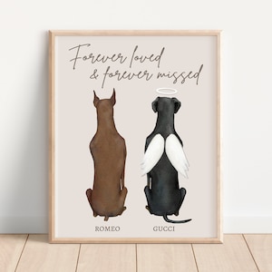 PET MEMORIAL PRINT, personalisierte Dobermann Pinscher Porträt, Dobermann Besitzer Trauergeschenk, Hundeengel im Himmel, Hund Verlust Geschenk, digitale Haustier Kunst