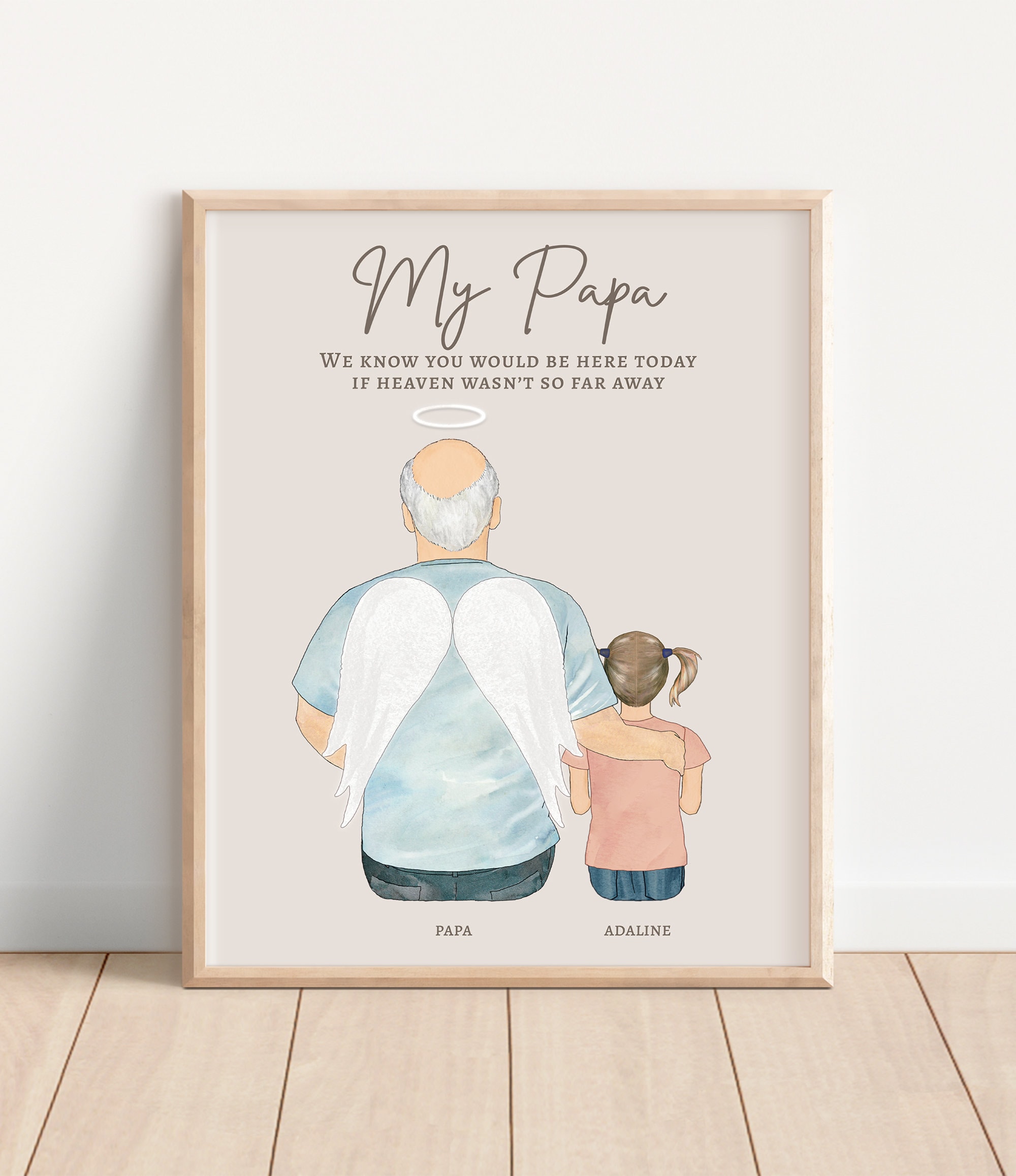 Loss of Grandfather, Personalized Memorial Gift, Grief Gift, Loss of Grandpa, Grandpa Memorial Portrait, In Loving Memory, Papa in heaven