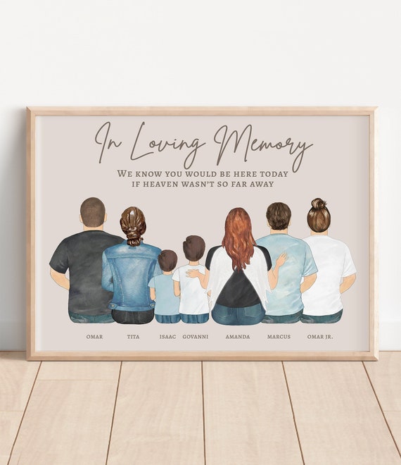 FAMILY MEMORIAL PORTRAIT, In Loving Memory, Remembrance Gift, Family Member In Heaven, Family Loss, Grief Gift, Family Sympathy Gift Ideas