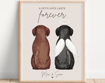 LAB MEMORIAL PORTRAIT, Custom Dog Gift, Personalized Dog Memorial Keepsake, Laborador Memorial Gift, Black Lab in Heaven Gift, Pet Loss Idea