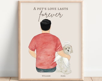 DOG MEMORIAL PRINT, Custom Dog Gift for him, Personalized Maltipoo Keepsake, Angel Maltipoo Owner Gift, Pet Loss Gift, Dog Death Digital Art