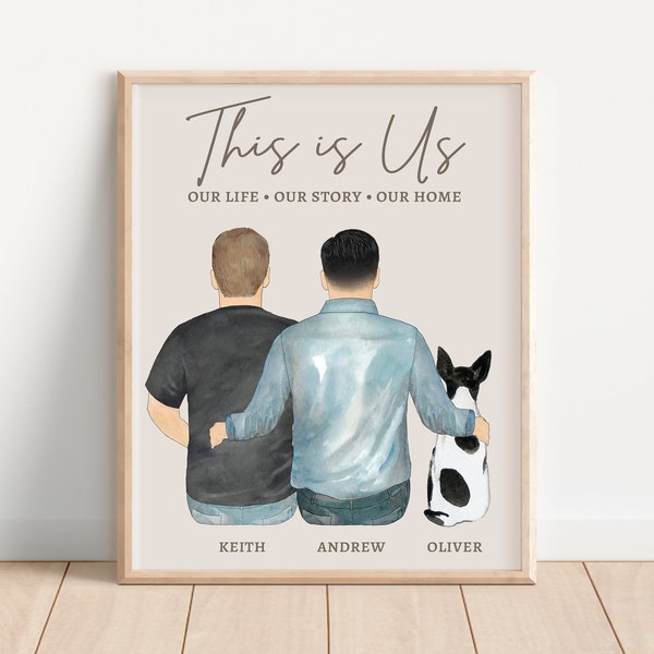 Personalized Gift for Gay Couple, Same Sex Couple Wedding Gift, Gay Engagement Gift, LGBT Digital Portrait, LGBTQ, Lesbian Couple Gift Ideas