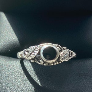 Unisex Sterling silver black onyx Bali ring - UK size P - US size 7.5