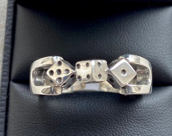 Sterling silver dice ring - UK Size X - US Size 11.5