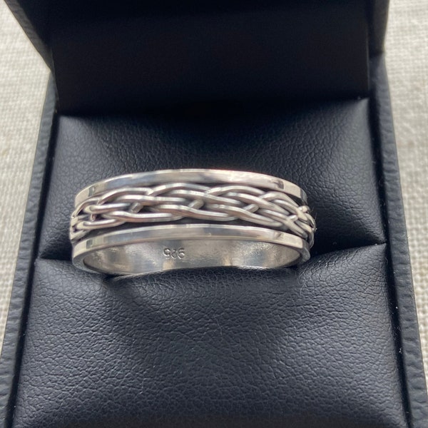 Sterling silver unisex spinner anxiety ring size Z available