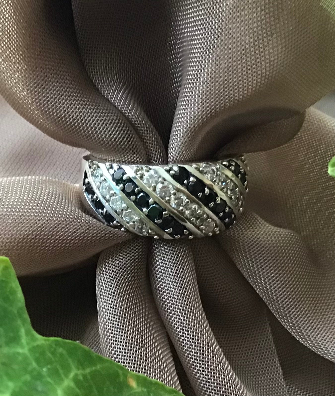 Excellent quality sterling silver monochrome black/white CZ Etsy