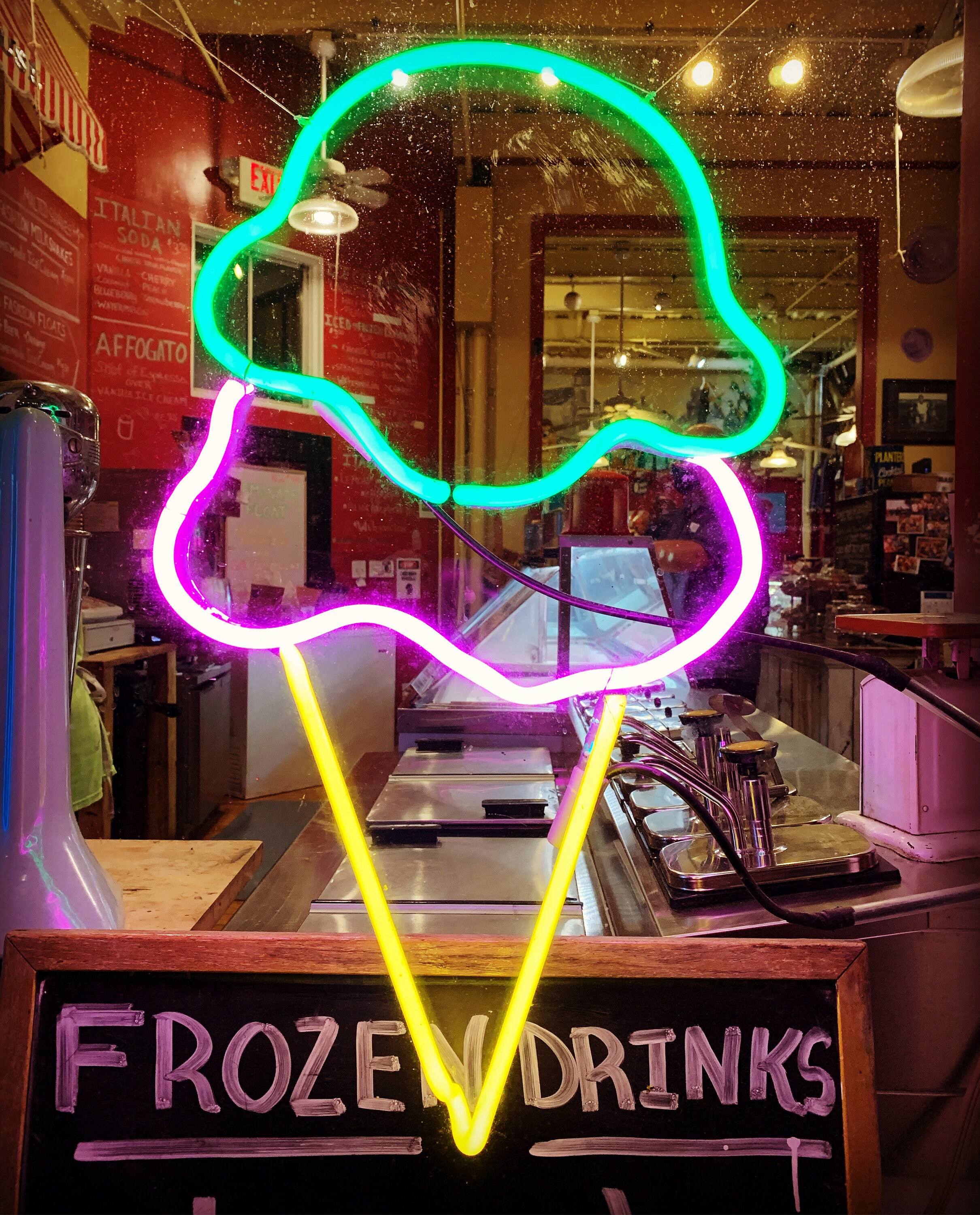 Neon Ice Cream Cone Sign Etsy