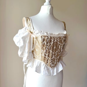 KLAAR VOOR VERZENDING 18e-eeuwse korsetsteunen goudbrokaat Marie Antoinette Cottagecore Renaissance lijfje sprookjesachtige fantasie rococo barok