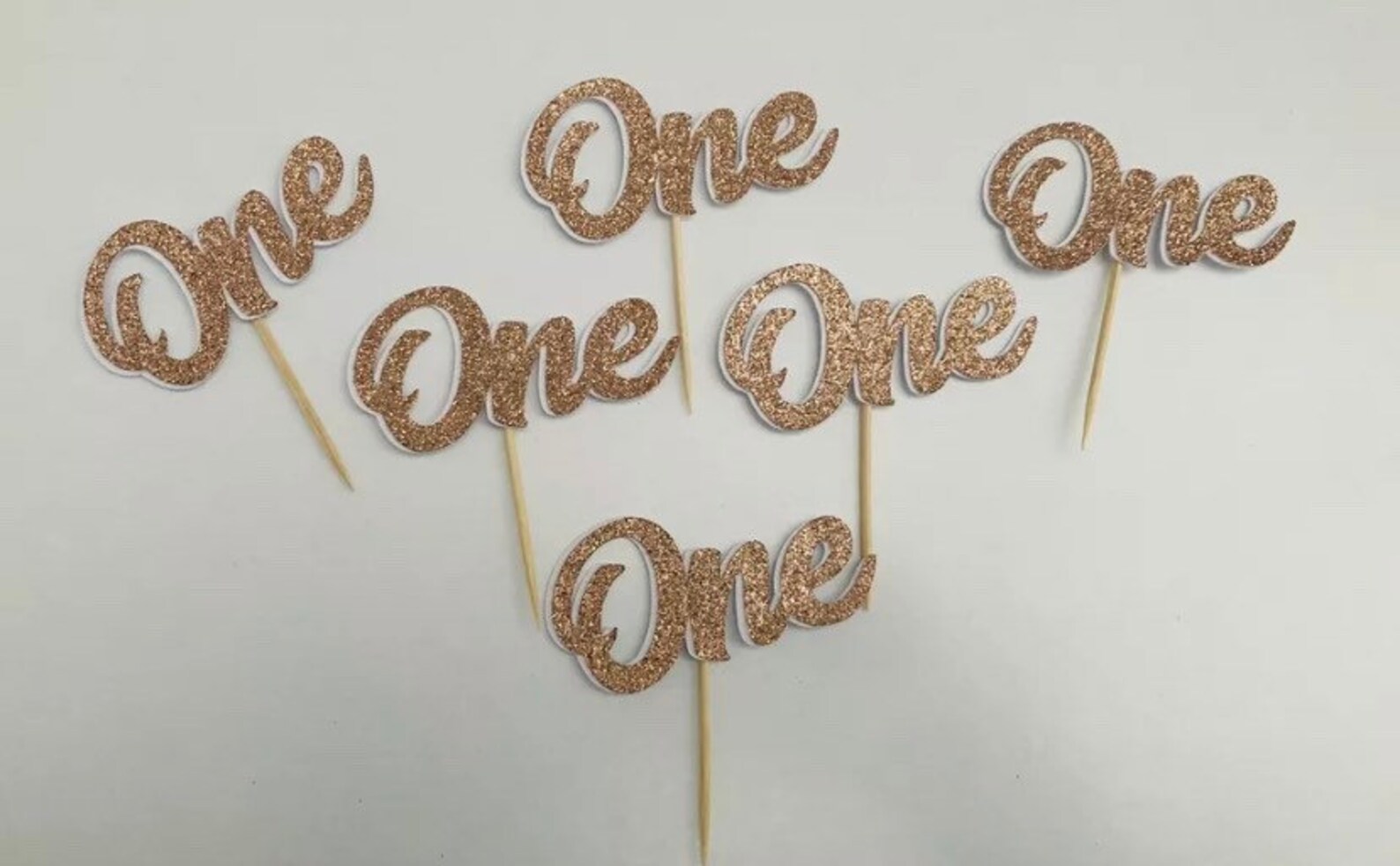 Handmade rose gold first birthday one cupcake toppers Etsy