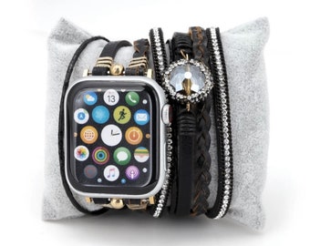 Smart Watch Wrap Multi Strap adjustable band for Apple Watch compatible with all sizes 38mm 40mm 41mm  42mm 44mm 45mm Rhinestone watch band