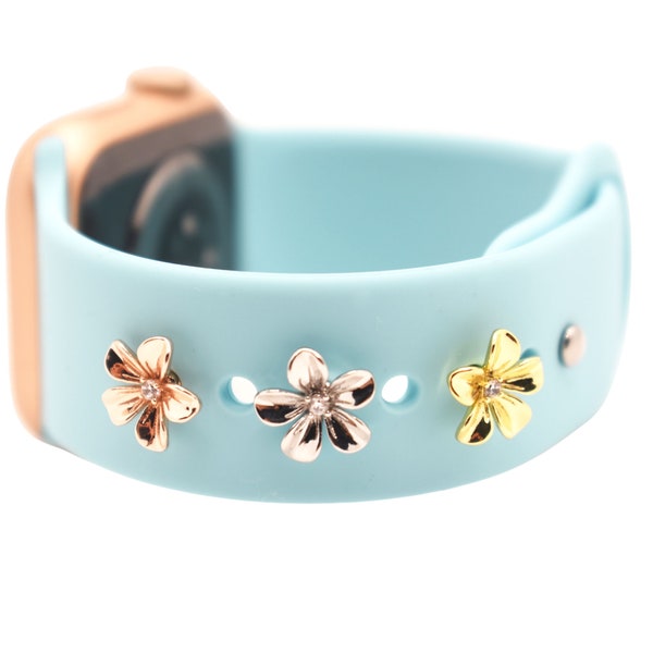 Smart Watch Band Flower Charms Fashion Rhinestone Zirconia Decorative Apple Watch Samsung Band Buddies Magic Band Charm Stud Watch Bling