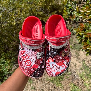 Custom Delta Crocs with Rhinestones & Charms