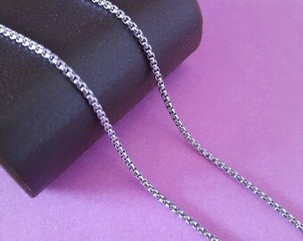 18"/20"/22"/24" Stainless Steel Box Chain (2mm) Necklace Chain Gift For Women, Men