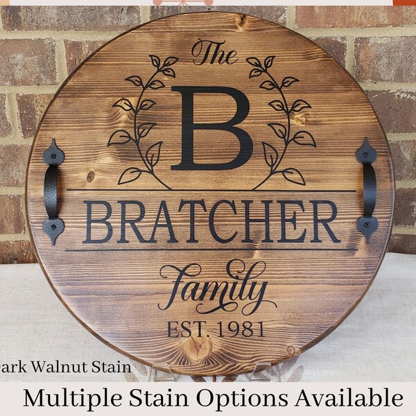 Family Name Lazy Susan | Hand-Painted 18" Turntable | Personalized Home Décor | Custom Gift | Wedding Gift | Anniversary Gift | Closing Gift